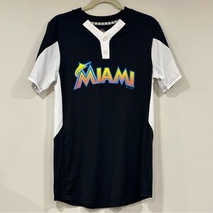 MAJESTIC Miami Marlins MLB Baseball Jersey Cool Base Henley Size Small